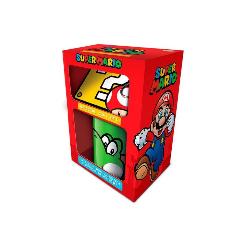 Pack para regalo con Taza + Posavaso + Llavero Super Mario Bros