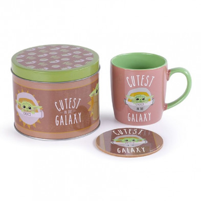 Conjunto de taza y posavasos - The Mandalorian - Baby Yoda - Cutest in the Galaxy